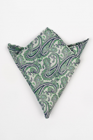 Batista matase naturala argintie cu imprimeu verde si bleumarin [0]