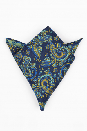 Batista matase naturala bleumarin cu imprimeu auriu si albastru [0]