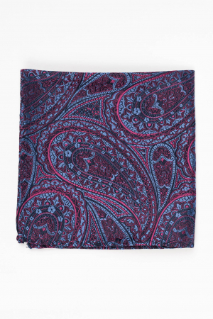 Batista matase naturala bleumarin cu imprimeu bleu si roz [1]