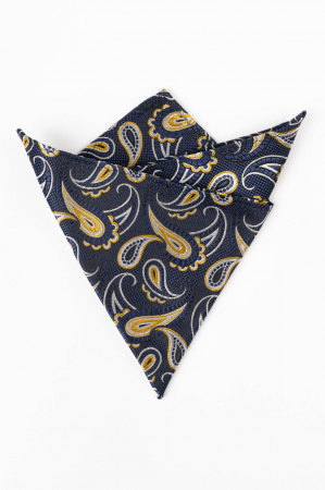 Batista matase naturala bleumarin cu model floral auriu [0]