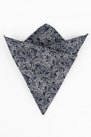 Batista matase naturala bleumarin cu paisley gri [0]