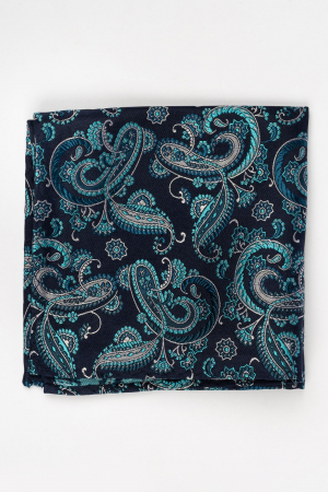 Batista matase naturala bleumarin cu paisley turcoaz si argintiu [1]