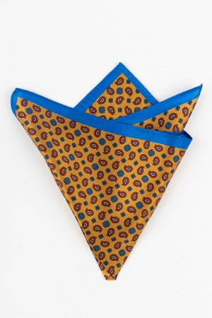 Batista matase naturala coniac cu imprimeu rosu si albastru [1]