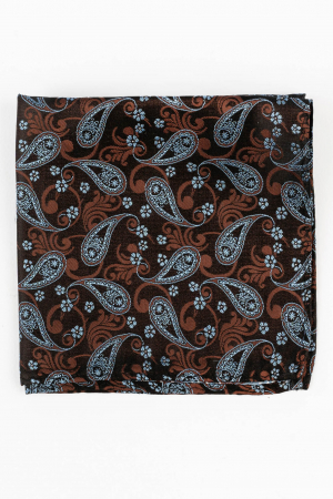 Batista matase naturala maro cu paisley bleu [1]