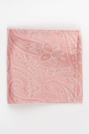 Batista matase naturala roz cu model paisley alb si orange [1]