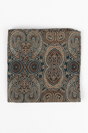 Batista matase naturala neagra cu imprimeu paisley maro si auriu [1]