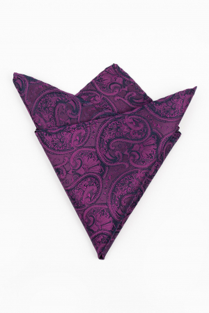 Accesorii - Batista matase naturala mov cu model paisley bleumarin