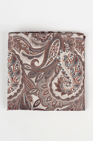 Batista matase naturala roz cu model floral gri si portocaliu [1]