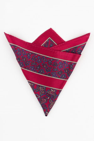 Batista matase naturala roz inchis cu imprimeu paisley albastru [0]