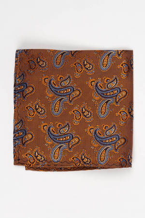 Batista matase naturala ruginie cu imprimeu bleu si bleumarin [1]