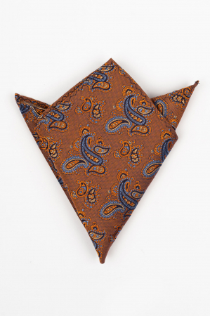 Batista matase naturala ruginie cu imprimeu bleu si bleumarin [0]