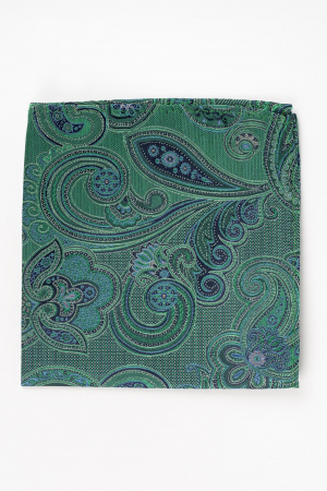 Batista matase naturala verde cu model floral bleumarin [1]