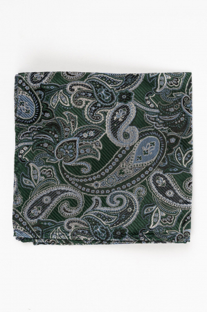 Batista matase naturala verde cu paisley argintiu si gri [1]