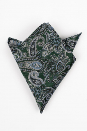 Batista matase naturala verde cu paisley argintiu si gri [0]