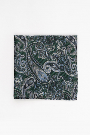 Batista matase naturala verde cu paisley gri si bleu [1]