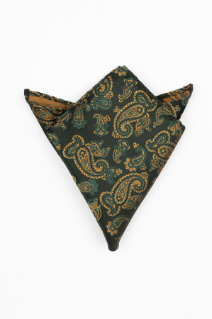 Batista neagra cu imprimeu floral auriu si verde [0]