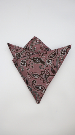 Accesorii - Batista roz pal cu model paisley maro închis