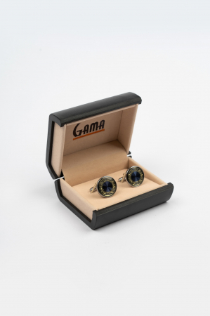 Butoni rotunzi argintii cu albastru si auriu GAMA-05 [0]