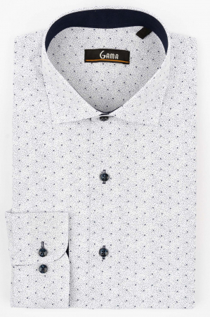Camasa regular alba cu imprimeuri bleumarin 2XL-4XL [2]