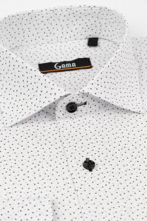 Camasa regular alba cu imprimeu negru [0]