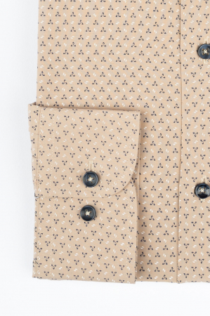 Camasa slim fit maro deschis cu imprimeuri [1]