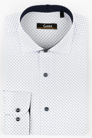 Camasa regular alba cu imprimeu albastru 2XL-4XL [2]