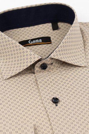 Camasa regular maro cu imprimeu geometric [0]