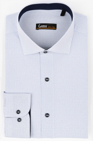 Camasa regular alba cu picouri albastre 2XL-4XL [2]