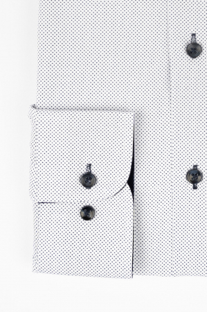 Camasa regular fit alba cu picouri bleumarin [2]