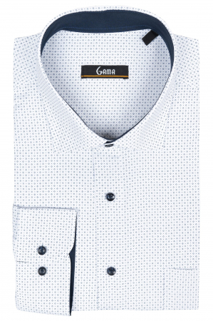 Camasa 2XL-4XL alba cu imprimeuri si nasturi in contrast [0]