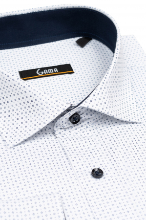 Camasa 2XL-4XL alba cu imprimeuri si nasturi in contrast [1]