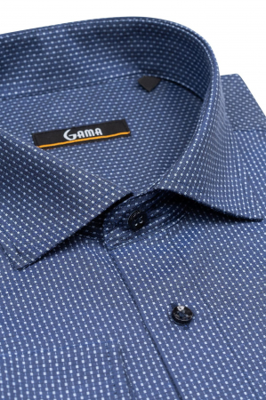 Camasa 2XL-4XL bleumarin cu imprimeuri geometrice [3]