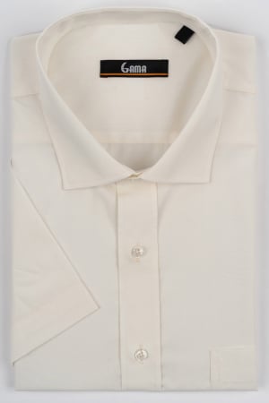 Camasi barbati - Camasa 2Xl-4XL crem regular maneca scurta