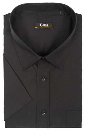 Camasi marimi mari - Camasa barbati regular fit 2XL-4XL  neagra cu maneca scurta