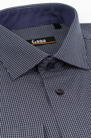 Camasa 2XL slim bleumarin cu carouri albe [1]