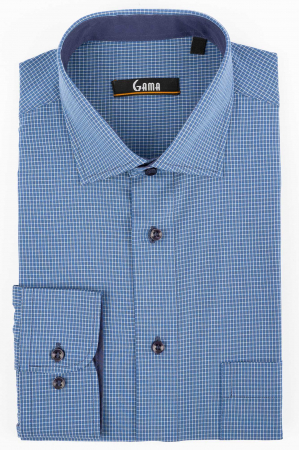 Camasa 2XL slim bleumarin cu carouri bleu si albe [0]
