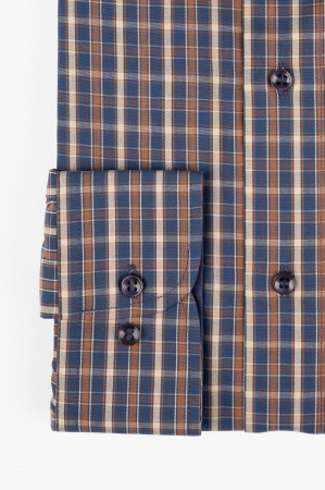 Camasa 2XL slim bleumarin cu carouri maro [2]