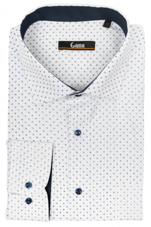 Camasa alba 2XL-4XL regular cu imprimeuri bleumarin [0]