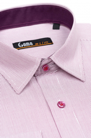 Camasa alba cu dungi visinii slim fit [1]