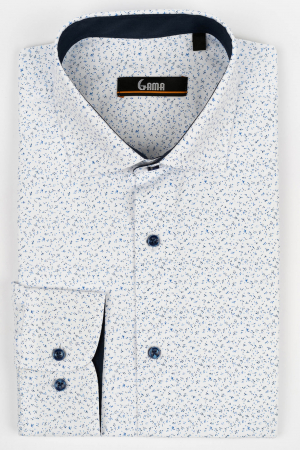 Camasa alba regular cu imprimeu bleumarin si bleu [0]
