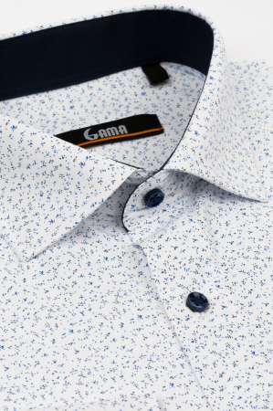 Camasa alba regular cu imprimeu bleumarin si bleu [1]