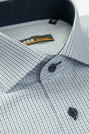 Camasa alba slim cu carouri [2]