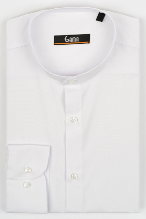 Camasi barbati - Camasa alba regular fit cu guler tunica