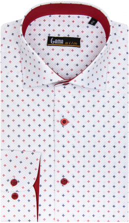 Camasa alba slim fit cu imprimeuri colorate [0]