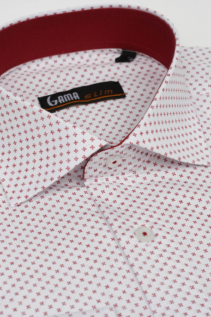 Camasa alba slim fit cu imprimeuri visinii [2]