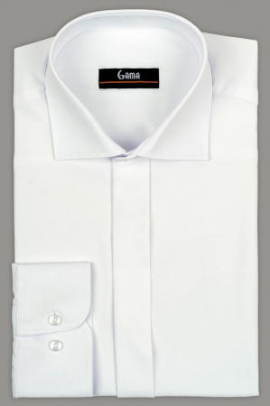 Camasi slim fit - Camasa alba slim fit cu nasturi ascunsi CONFORT