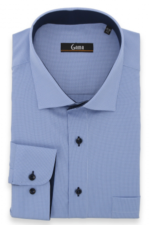 Camasa albastra cu carouri regular [0]