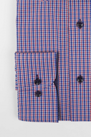 Camasa albastra cu carouri rosii regular [3]