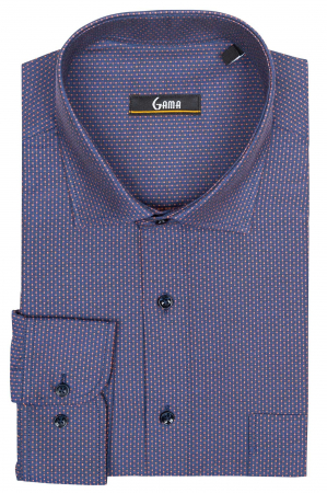 Camasa albastra cu picouri maro 2XL-4XL [0]