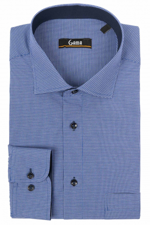 Camasa albastru inchis cu carouri mici [0]